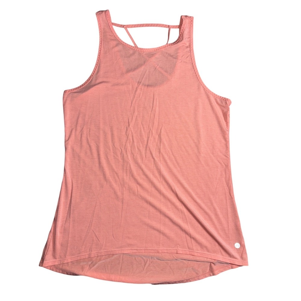90 Degree by Reflex Womens Coral Pink Strappy Cross Back High Low Tank Top L